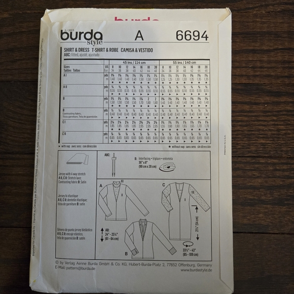 Women's Burda shirt and dress pattern - Picture 2 of 3